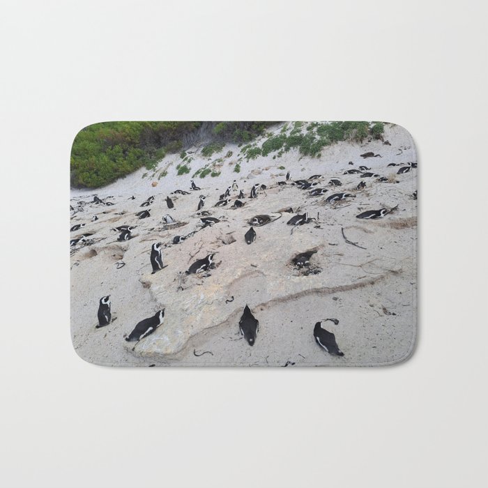 Penguins sleeping at boulders beach Bath Mat