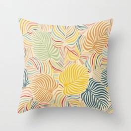 Colorful Monstera in Vintage Colors Throw Pillow