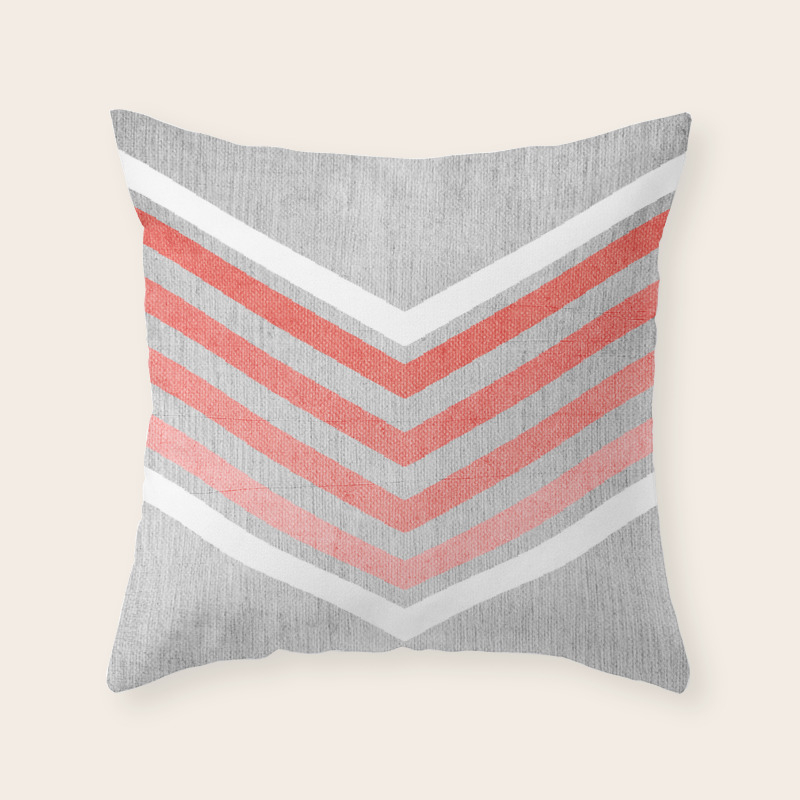 Coral Gradient Chevron On Silver Grey Wood Throw Pillow By