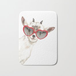 Hipster Goat with Glasses Bath Mat | Design, Sheep, Watercolor, Babygiraffe, Safari, Digital, Children, Glasses, Cute, Funny 