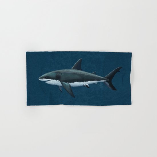 "Carcharodon carcharias" by Amber Marine ~ Great White Shark Art, (c) 2015 Hand & Bath Towel