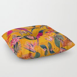Vintage And Shabby Chic - Colorful Summer Botanical Jungle Garden Floor Pillow
