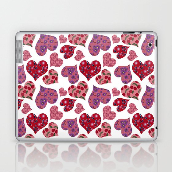 Seamless pattern with hearts with floral ornament Laptop & iPad Skin