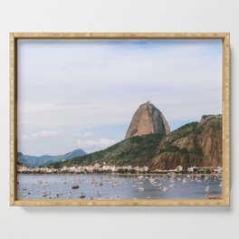 Brazil Photography - Tons Of Boats By The Town's Shore Serving Tray