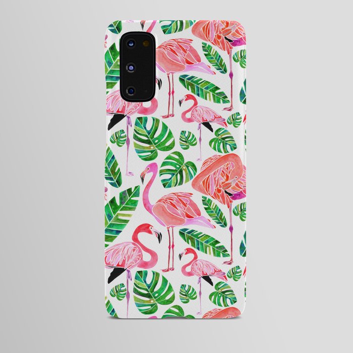 Flamingos and Tropical Leaves Pattern Android Case