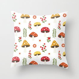Wilderness Wonders: Mushroom Pattern Collection Throw Pillow