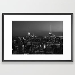 The Empire State and the city. Black & white photography Framed Art Print