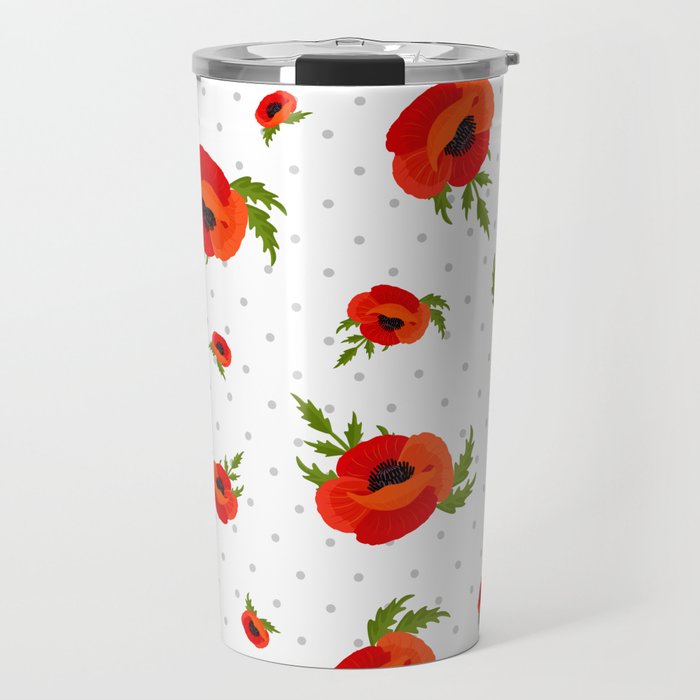 Poppy Flowers Pattern Travel Mug