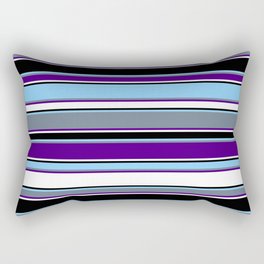 [ Thumbnail: Light Sky Blue, Slate Gray, Indigo, White, and Black Colored Lines/Stripes Pattern Rectangular Pillow ]