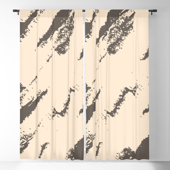 Abstract Charcoal Art Brown Beige Blackout Curtain