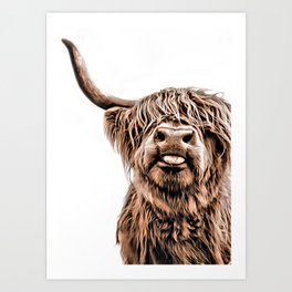 Funny Higland Cattle Art Print