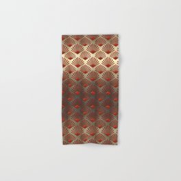 Art Deco Pattern | Gatsby Red Gold Metallic Hand & Bath Towel