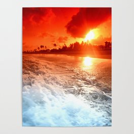 Ocean Waves Sunrise Poster