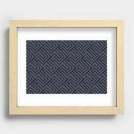 Black and Dark Blue Minimal Line Art Pattern 2 Pairs DE 2022 Trending Color Parisian Night DEA184 Recessed Framed Print