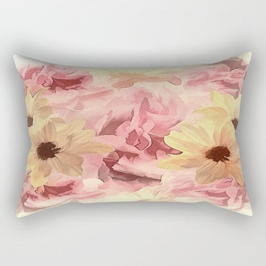 Soft Hazy Day Spring Floral Bouquet Rectangular Pillow