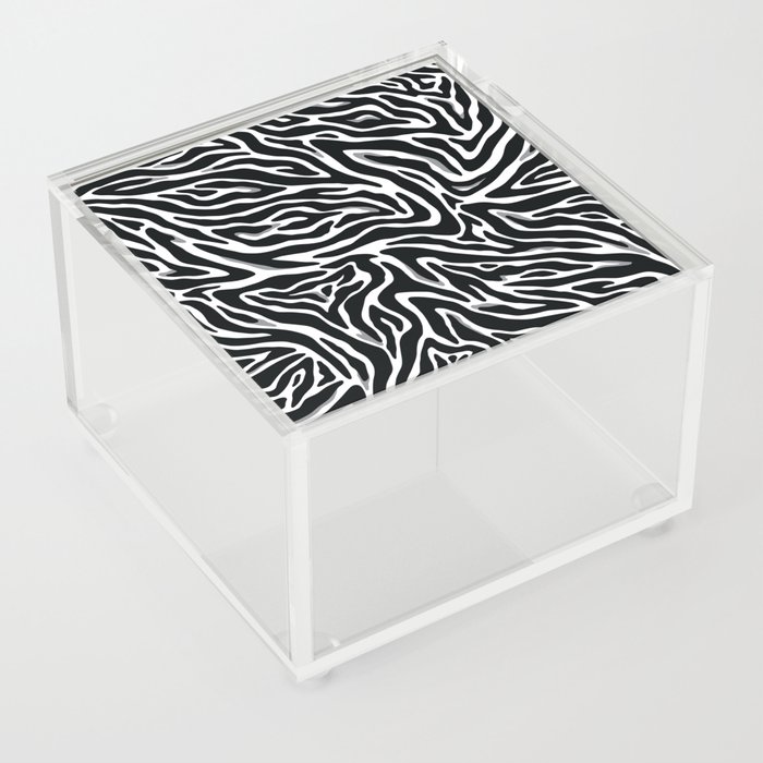 Black and White Abstract Zebra skin pattern. Digital Illustration Background Acrylic Box