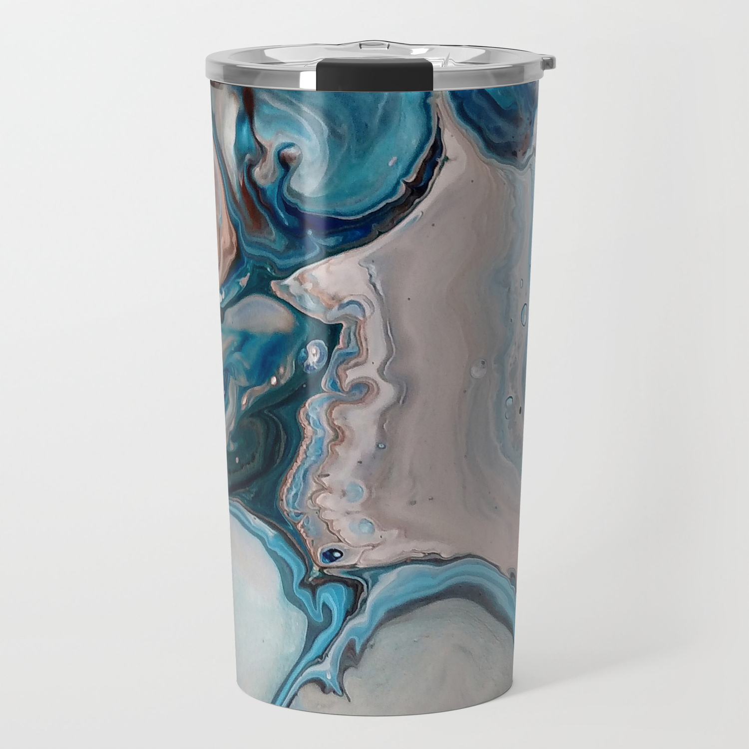 Blue Abstract Acrylic Painting Fluid Technique Close Up Travel