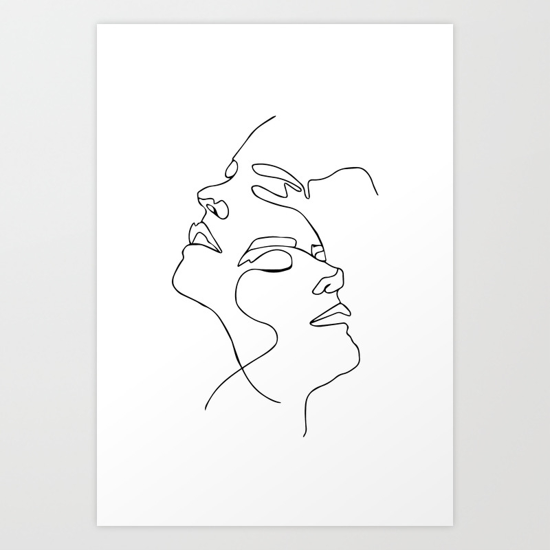 Double face one line Poster, Abstract art, abstract poster, modern art -  Scandinavian art - Home Dec Art Print