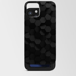 Black abstract hexagon pattern iPhone Card Case
