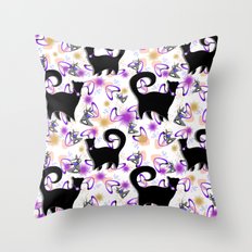 Retro Snobby Cats 3 Throw Pillow