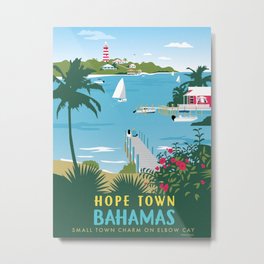 Hope Town Bahamas Travel Poster Metal Print