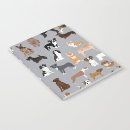 Mixed Dog lots of dogs dog lovers rescue dog art print pattern grey poodle shepherd akita corgi Notebook