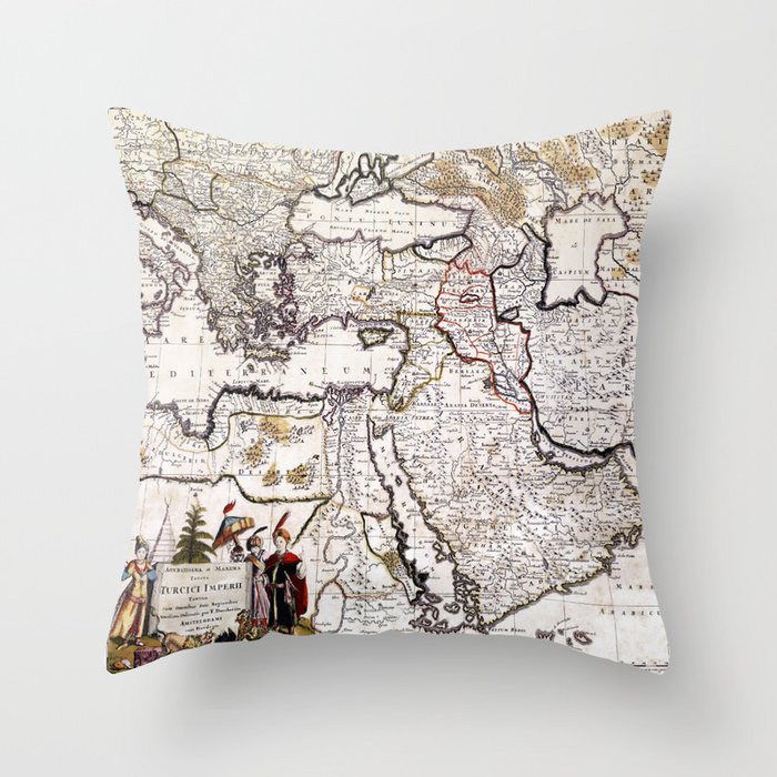 Turcici imperii tabula Ottoman Empire mapa pictórico vintage Throw Pillow
