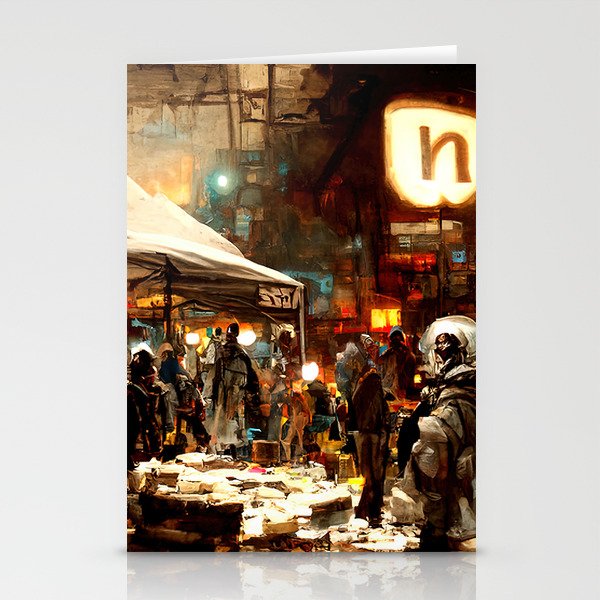 Post-Apocalyptic street market Stationery Cards
