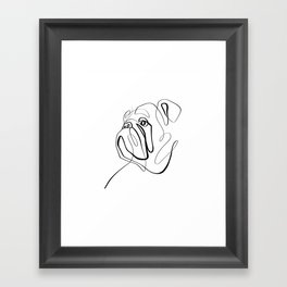 Bulldog One Line Dog Drawing Framed Art Print