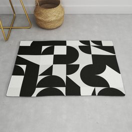 Modern Geometry / Minimal, Black, White, Grey Area & Throw Rug