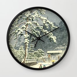 Honmon-Ji Temple at Ikegam by Kawase Hasui  - Japanese Vintage Woodblock Painting Wall Clock