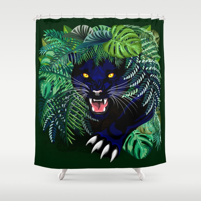 Black Panther Jungle Spirit Shower Curtain