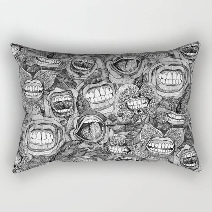 BITE ME roses and orchids BLACK WHITE Rectangular Pillow