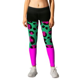 Urban Jungle - Leopard Animal Print Leggings | Black And White, Leopard, Abstract, Pink, Digital, Cats, Panther, Speckled, Retro, Vibrant 