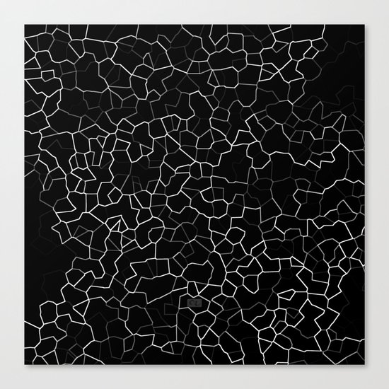 White on Black Crackle Canvas Print