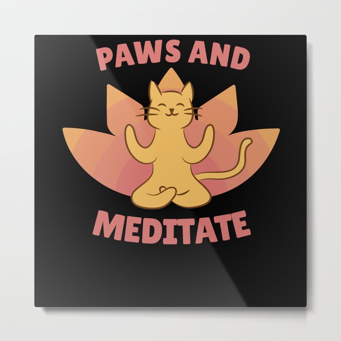 Cat Yoga Cute Cats Paws And Meditate Metal Print