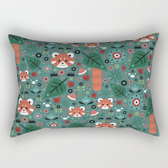 Red Panda & Cubs Rectangular Pillow