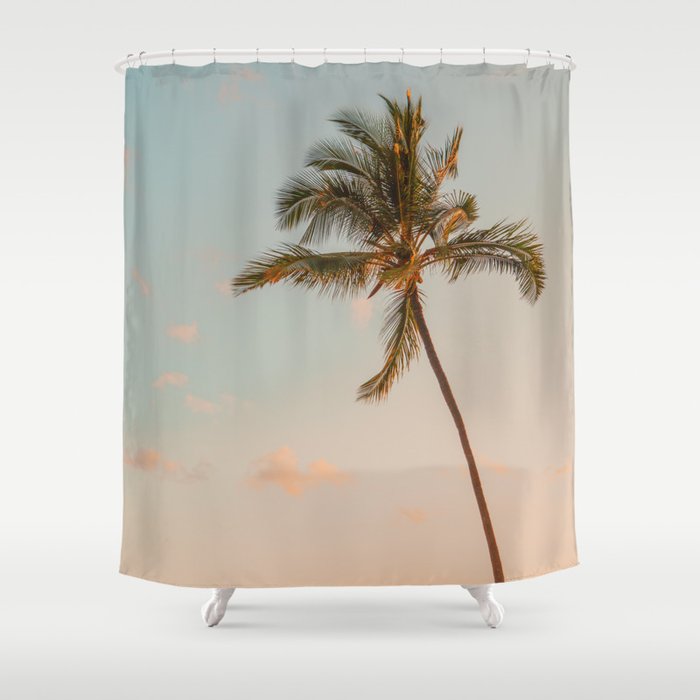 Palm Tree Sunset - Hawaii Tropical Nature Photography Shower Curtain