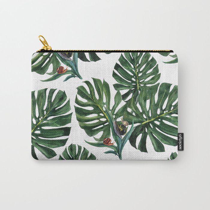 Monstera leaf with snails Carry-All Pouch