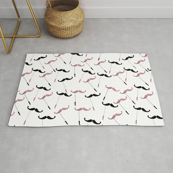 Modern funny black faux rose gold cute mustaches Rug