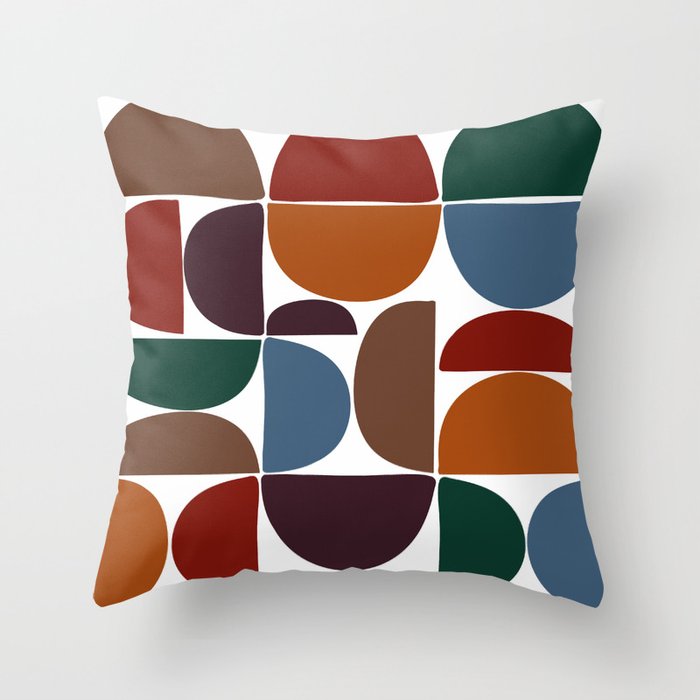 Abstract colorful mid century shapes pattern 4 Throw Pillow