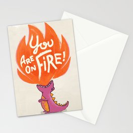 T-Rex On Fire Stationery Cards