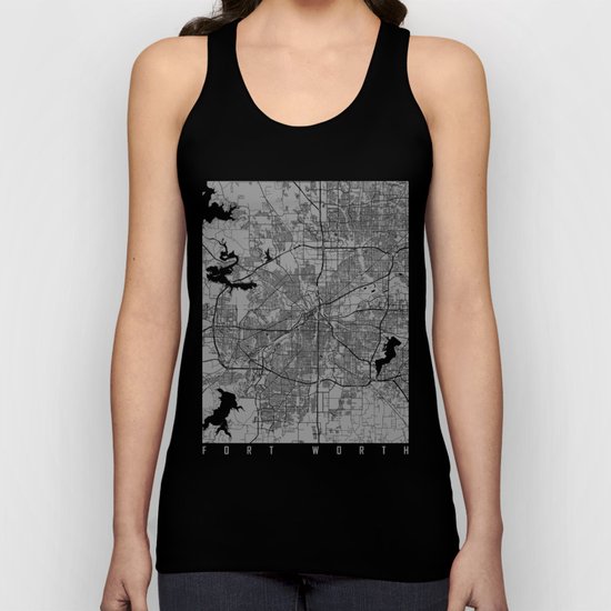 Fort Worth map grey Unisex Tank Top