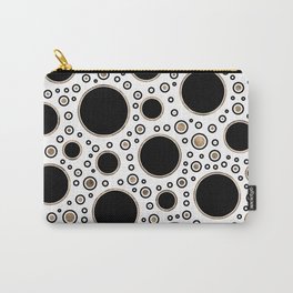 Polka Dot Chaos - White, Black and Gold Carry-All Pouch