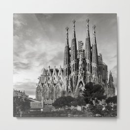 Sagrada Família (architect Antoni Gaudi) - Black and White Oil painting - Roman Catholic minor basilica in the Eixample district of Barcelona (Catalonia - Spain) Metal Print | Catalonia, Architecture, Famousbuildings, Spain, Romancatholic, Barcelona, Oil, Oilpaint, Basilica, Church 