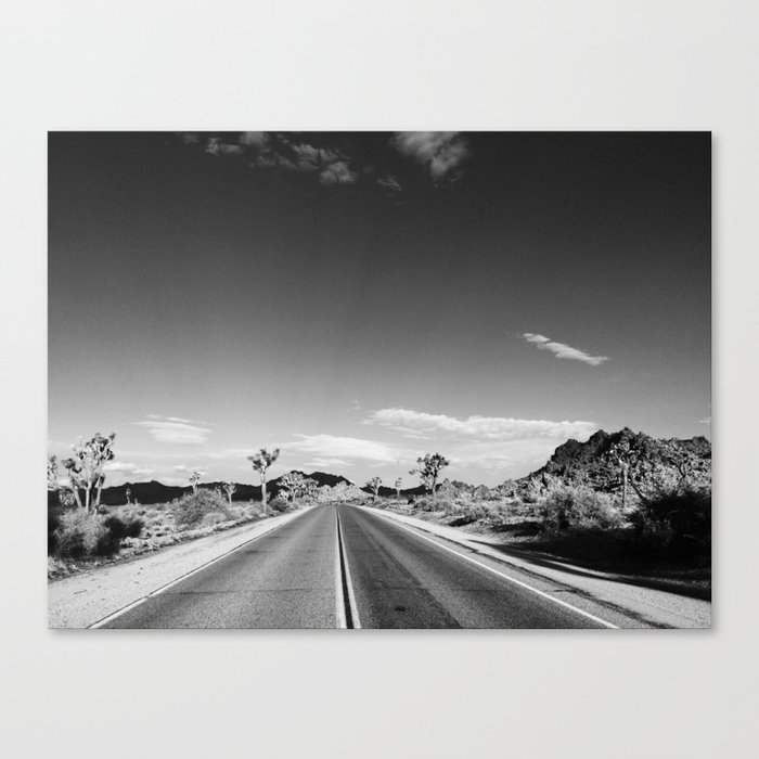 Horizontal print of open road in Joshua Tree California, landscape Canvas Print