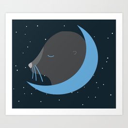 Otter moon Art Print