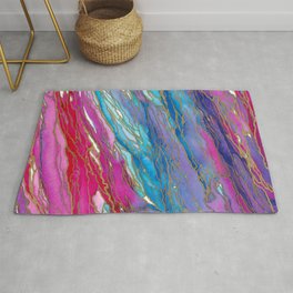 AGATE MAGIC PinkAqua Red Lavender, Marble Geode Natural Stone Inspired Watercolor Abstract Painting Rug