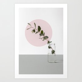 03_Simple plant with pink sun Art Print