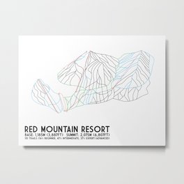 Red Mountain Resort, BC, Canada - Minimalist Trail Art Metal Print | Abstract, Vector, Illustration, Graphic Design 